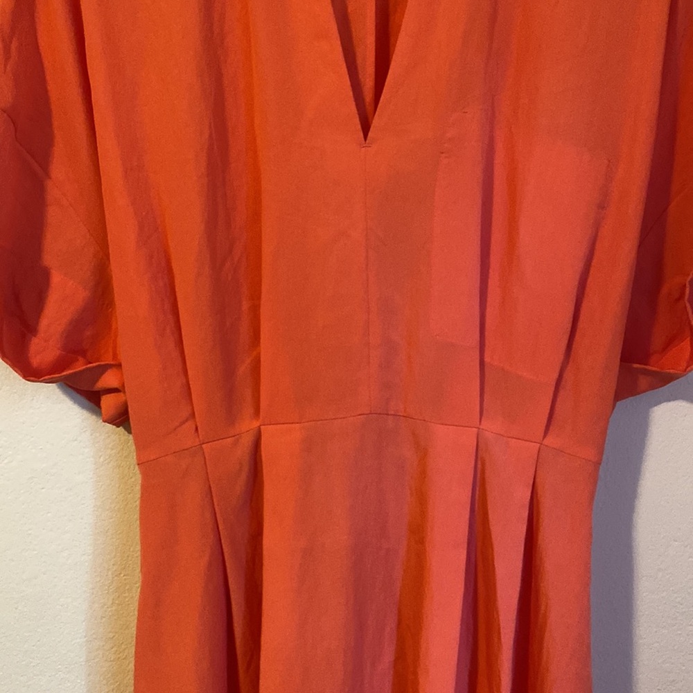 Vince v neck short cuff sleeve belted oversized dress burnt orchid Medium - Picture 8 of 10